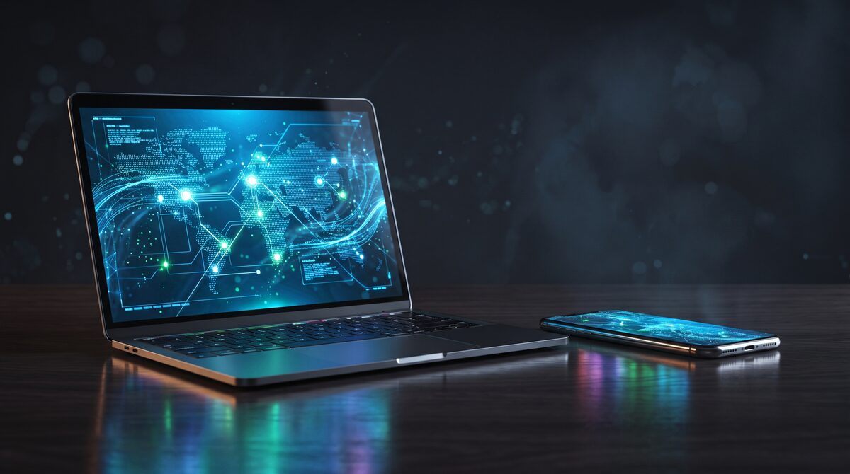 Website and app development on laptop and mobile